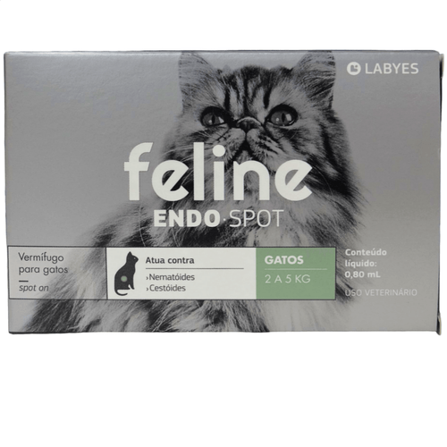 Vermífugo Feline EndoSpot P/ Gatos de 2 a 5kg 0,80ml- Labyes